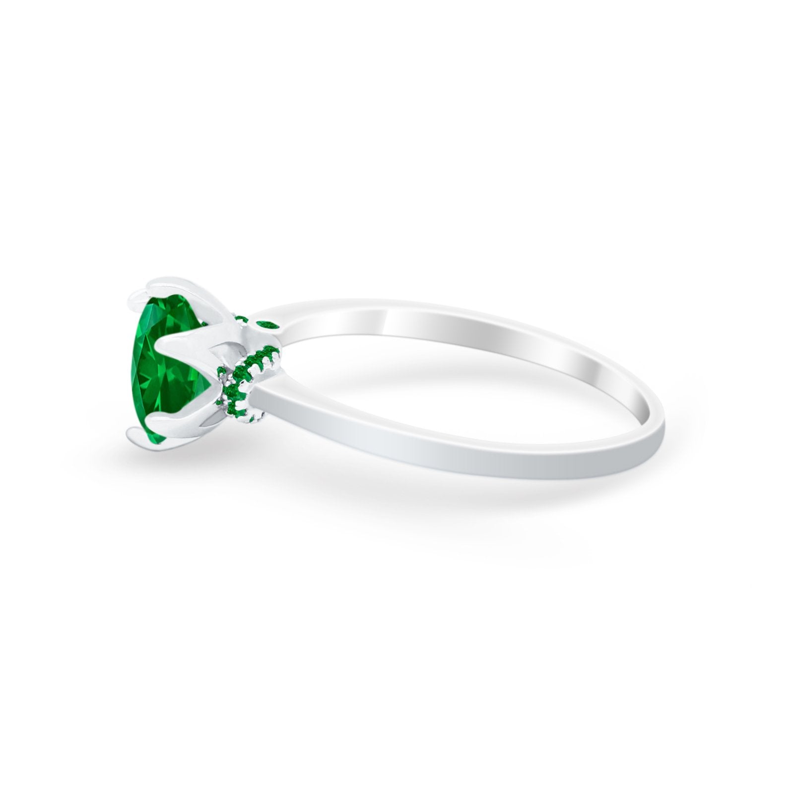 Simulated Emerald Accent Cubic Zirconia 925 Sterling Silver Wedding Ring