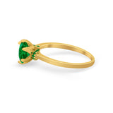 Simulated Emerald Accent Cubic Zirconia 925 Sterling Silver Wedding Ring