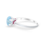 Simulated Ruby Accent Cubic Zirconia Wedding Bridal Ring 925 Sterling Silver