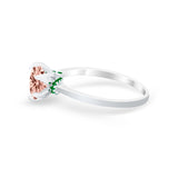 Simulated Emerald Accent Cubic Zirconia 925 Sterling Silver Wedding Ring