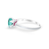 Simulated Ruby Accent Cubic Zirconia Wedding Bridal Ring 925 Sterling Silver
