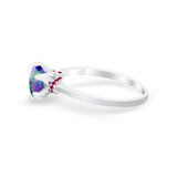 Simulated Ruby Accent Cubic Zirconia Wedding Bridal Ring 925 Sterling Silver
