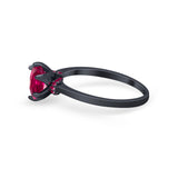Simulated Ruby Accent Cubic Zirconia Wedding Bridal Ring 925 Sterling Silver