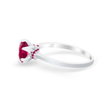 Simulated Ruby Accent Cubic Zirconia Wedding Bridal Ring 925 Sterling Silver