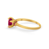 Simulated Ruby Accent Cubic Zirconia Wedding Bridal Ring 925 Sterling Silver