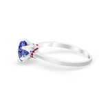 Simulated Ruby Accent Cubic Zirconia Wedding Bridal Ring 925 Sterling Silver