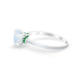 Simulated Emerald Accent Cubic Zirconia 925 Sterling Silver Wedding Ring