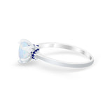 Simulated Sapphire Accent Cubic Zirconia Wedding Ring 925 Sterling Silver