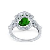 Large Oval Art Deco Wedding Ring Simulated Cubic Zirconia 925 Sterling Silver