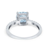 Vintage Cushion Cut Engagement Ring Simulated Cubic Zirconia 925 Sterling Silver