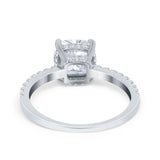 Vintage Cushion Cut Engagement Ring Simulated Cubic Zirconia 925 Sterling Silver