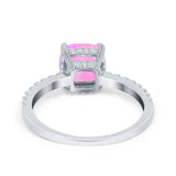 Vintage Cushion Cut Engagement Ring Simulated Cubic Zirconia 925 Sterling Silver