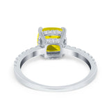 Vintage Cushion Cut Engagement Ring Simulated Cubic Zirconia 925 Sterling Silver