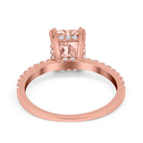 Art Deco Radiant Cut Engagement Ring Simulated Cubic Zirconia 925 Sterling Silver