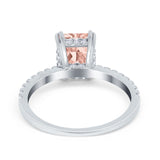 Art Deco Radiant Cut Engagement Ring Simulated Cubic Zirconia 925 Sterling Silver