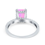 Art Deco Radiant Cut Engagement Ring Simulated Cubic Zirconia 925 Sterling Silver