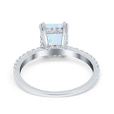 Art Deco Radiant Cut Engagement Ring Simulated Cubic Zirconia 925 Sterling Silver