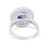 Halo Cocktail Wedding Engagement Ring Round Cubic Zirconia 925 Sterling Silver
