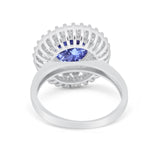 Halo Cocktail Wedding Engagement Ring Round Cubic Zirconia 925 Sterling Silver