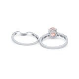 Two Piece Wedding Ring Band Round Simulated Cubic Zirconia 925 Sterling Silver