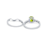 Two Piece Wedding Ring Band Round Simulated Cubic Zirconia 925 Sterling Silver