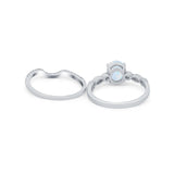 Two Piece Wedding Ring Band Round Simulated Cubic Zirconia 925 Sterling Silver