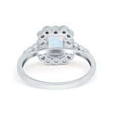 Halo Radiant Cut Wedding Ring Simulated Cubic Zirconia 925 Sterling Silver