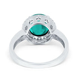 Halo Engagement Ring Large Round Simulated Cubic Zirconia 925 Sterling Silver