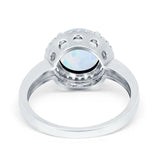 Halo Engagement Ring Large Round Simulated Cubic Zirconia 925 Sterling Silver