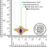Marquise Art Deco Wedding Engagement Bridal Ring Accent Vintage Round Simulated Cubic Zirconia 925 Sterling Silver