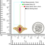 Marquise Art Deco Wedding Engagement Bridal Ring Accent Vintage Round Simulated Cubic Zirconia 925 Sterling Silver