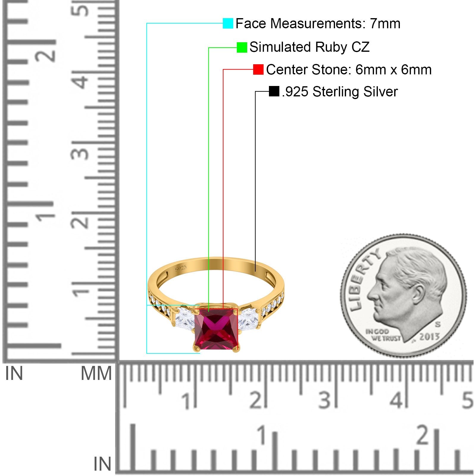 Princess Cut Art Deco Wedding Engagement Bridal Ring Round Simulated Cubic Zirconia 925 Sterling Silver