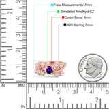 Vintage Style Wedding Bridal Ring Round Simulated Cubic Zirconia 925 Sterling Silver