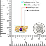 Vintage Style Wedding Bridal Ring Round Simulated Cubic Zirconia 925 Sterling Silver