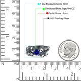 Vintage Style Wedding Bridal Ring Round Simulated Cubic Zirconia 925 Sterling Silver