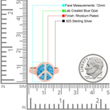 Peace Sign Ring Inlay Round Lab Created Opal 925 Sterling Silver