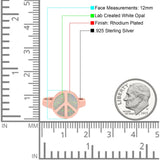 Peace Sign Ring Inlay Round Lab Created Opal 925 Sterling Silver