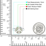 Peace Sign Ring Inlay Round Lab Created Opal 925 Sterling Silver