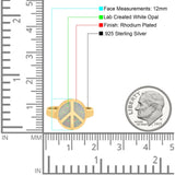 Peace Sign Ring Inlay Round Lab Created Opal 925 Sterling Silver
