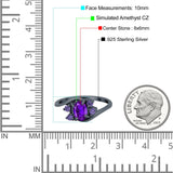 Oval Art Deco Wedding Ring Simulated Amethyst Cubic Zirconia 925 Sterling Silver