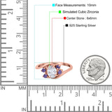 Oval Art Deco Wedding Ring Simulated Amethyst Cubic Zirconia 925 Sterling Silver