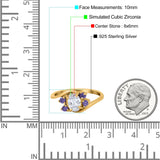 Oval Art Deco Wedding Ring Simulated Amethyst Cubic Zirconia 925 Sterling Silver