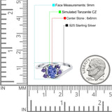 Oval Art Deco Wedding Ring Simulated Amethyst Cubic Zirconia 925 Sterling Silver