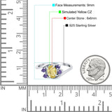 Oval Art Deco Wedding Ring Simulated Amethyst Cubic Zirconia 925 Sterling Silver