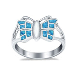 Lab Created Split Shank Butterfly Ring Round Cubic Zirconia 925 Sterling Silver