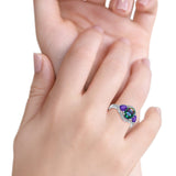 Halo Oval Simulated Cubic Zirconia Heart Amethyst CZ Ring 925 Sterling Silver