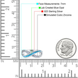 Infinity Ring Lab Created Opal Round Simulated Cubic Zirconia 925 Sterling Silver