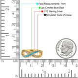 Infinity Ring Lab Created Opal Round Simulated Cubic Zirconia 925 Sterling Silver