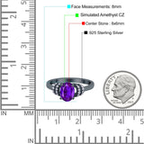 Oval Art Deco Wedding Bridal Ring Simulated Cubic Zirconia 925 Sterling Silver