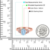 Oval Art Deco Wedding Bridal Ring Simulated Cubic Zirconia 925 Sterling Silver